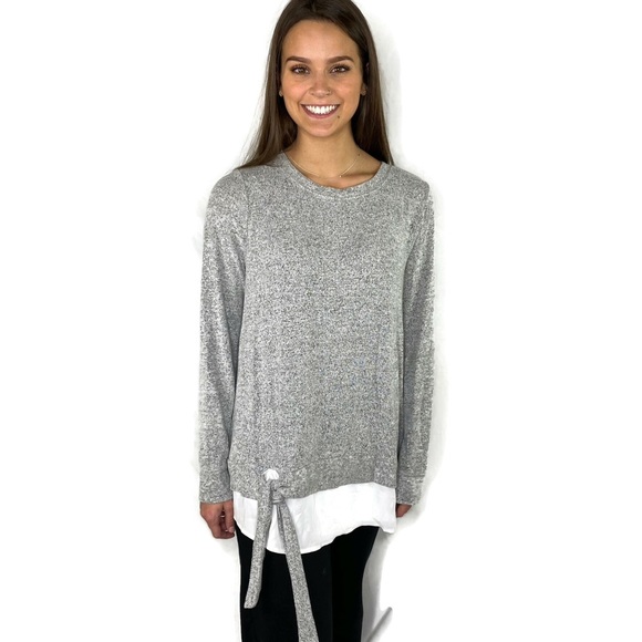 Simply Vera Verawang Light Weight Gray Layered Look Top Medium - Picture 1 of 8
